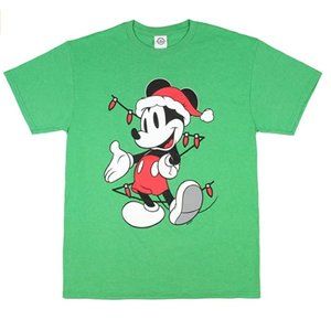 Mens Adult Disney Mickey Mouse Santa Claus Christmas T-Shirt Size Sm  Large Tall